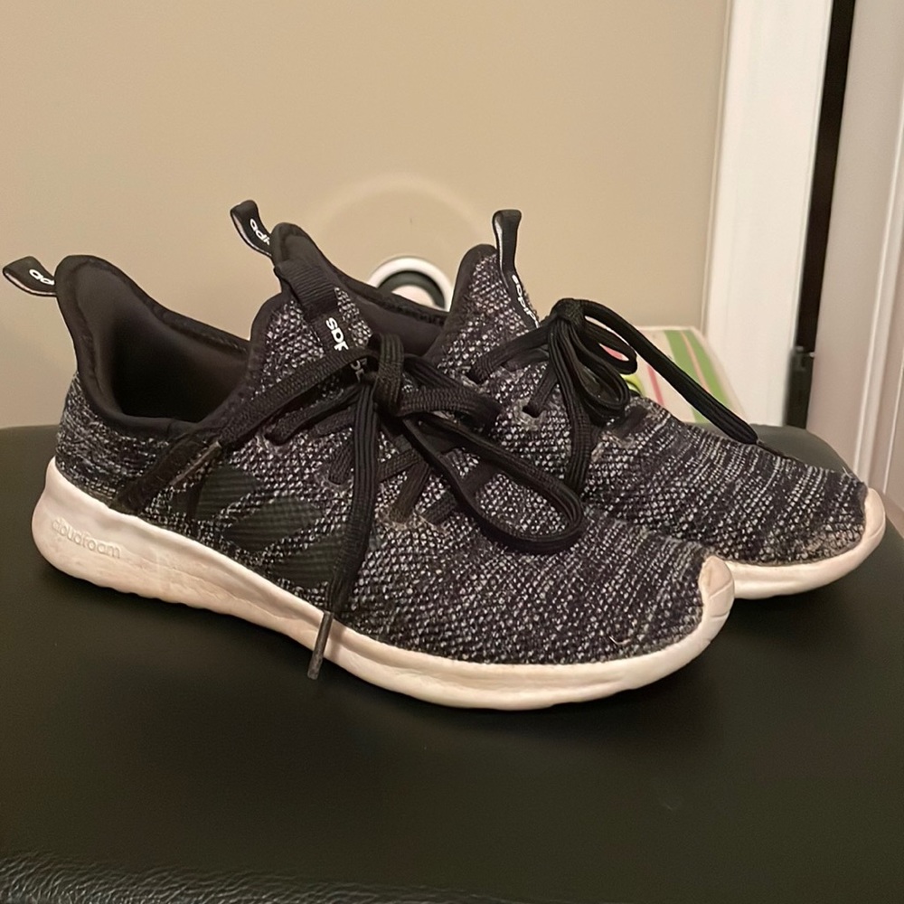 Adidas black /white sneakers -cloud foam. Sz 6